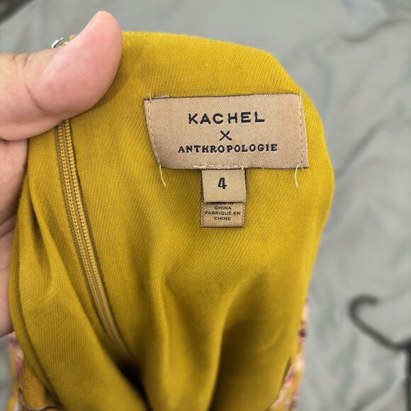 Kachel x Anthropologie Thea Maxi Dress Womens 4 Gold Floral Print Viscose - Picture 7 of 11